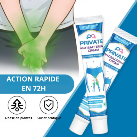 Crème antibactérienne, anti démangeaison et anti irritation.